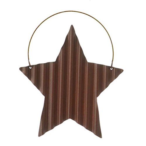 Darice Corrugated Rusty Tin Star Wire Hanger, 4.5"