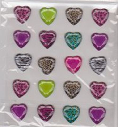 Animal Print Heart Gemstone Stickers