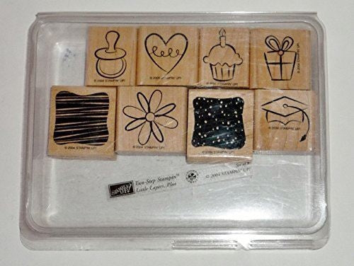 Stampin' Up Two Step Stampin' Little Layers Plus Wood Mounted Rubber Stamp Set o
