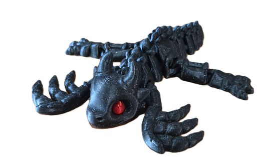 Glitter Black Articulated Dragon Toy