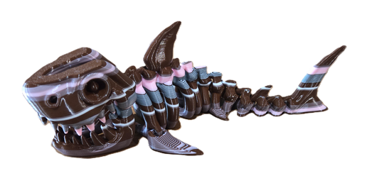 Brown Pink Skeleton shark Articulated Toy Figure