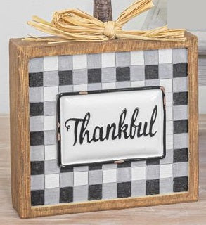 Thankful Picnic Plaid Fall Tabletop Sign