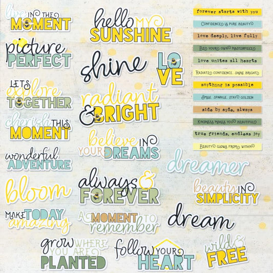 49 and Market Botanical Buzz Chipboard Words