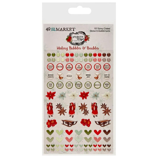 Evergreen Seasons Wishing Bubbles & Baubles Epoxy Stickers - 49 And Market