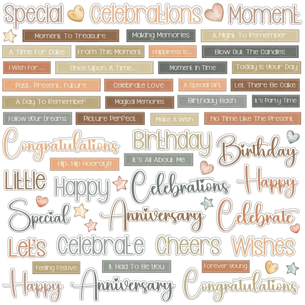 Little Celebrations Chipboard Words Set - 49 and Market