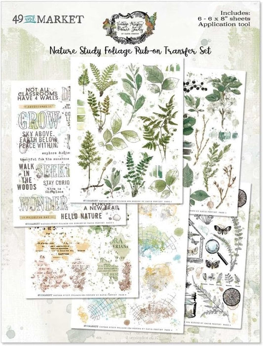 49 and Market vintage Artistry Nature Study RubOns Foliage Set