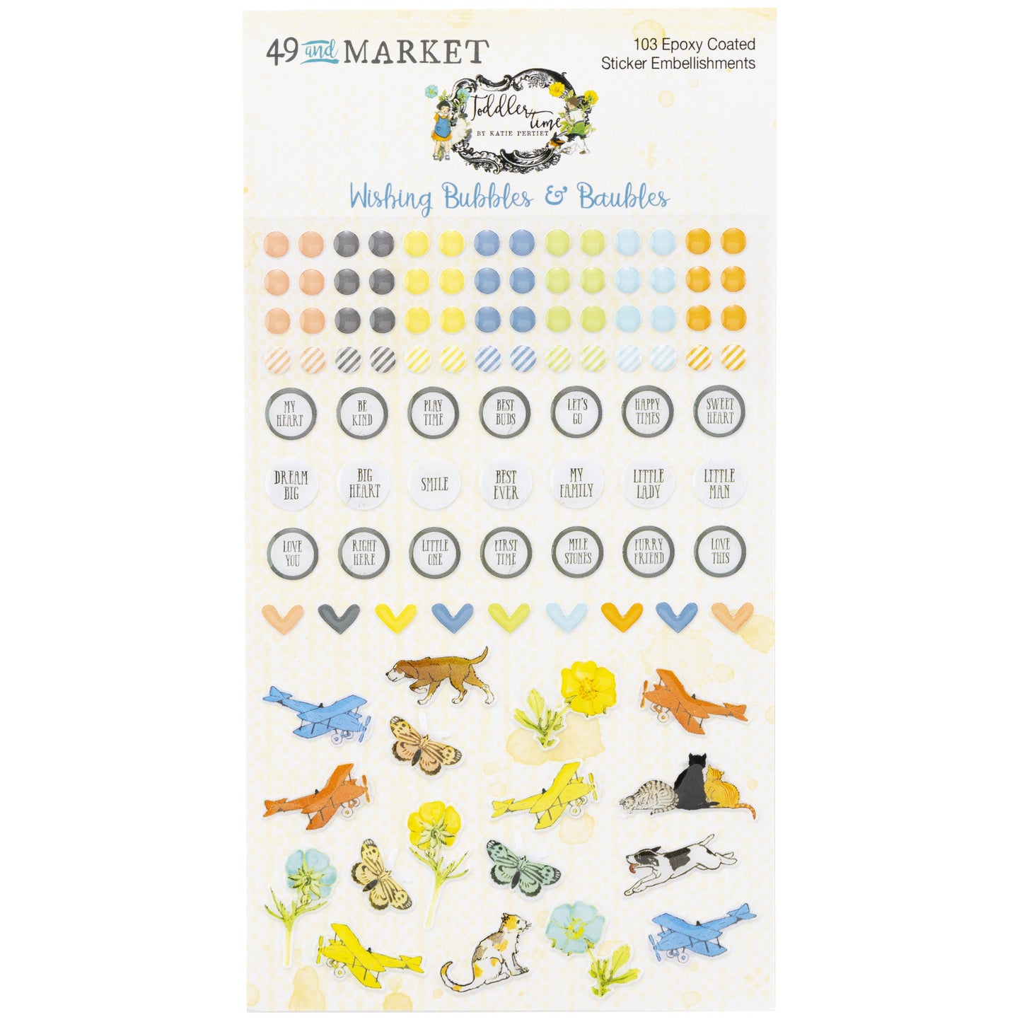 49 and Market Toddler Time Epoxy Wishing Bubbles and Baubles Stickers
