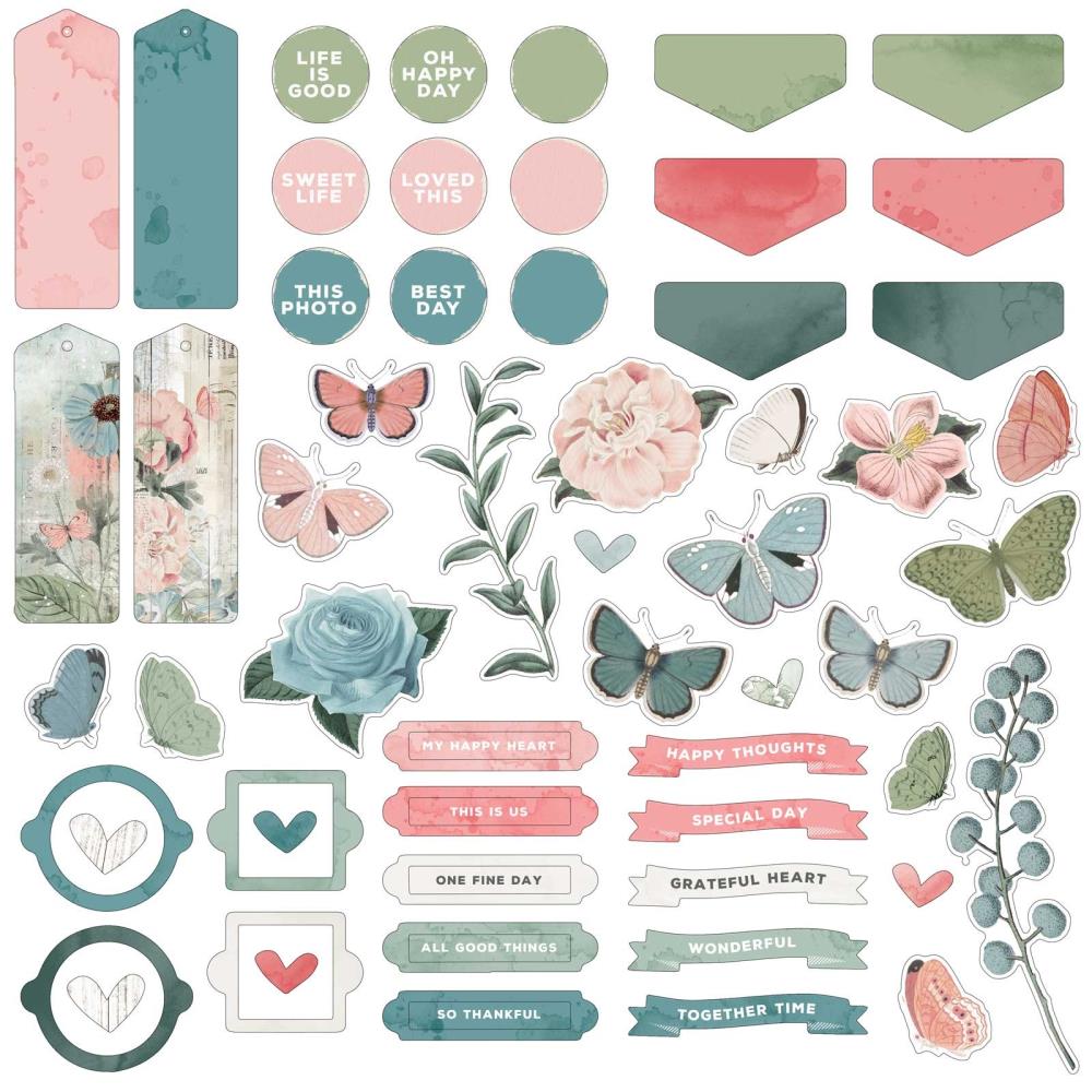 Vintage Artistry Tranquility Chipboard Element Set - 49 and Market