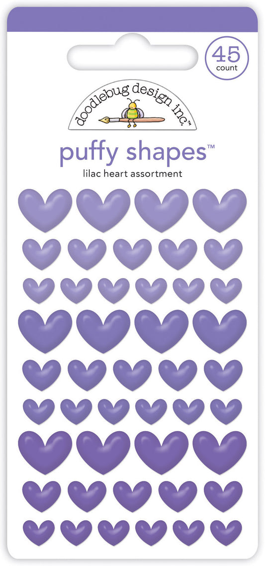 Doodlebug Lilac Puffy Heart Stickers