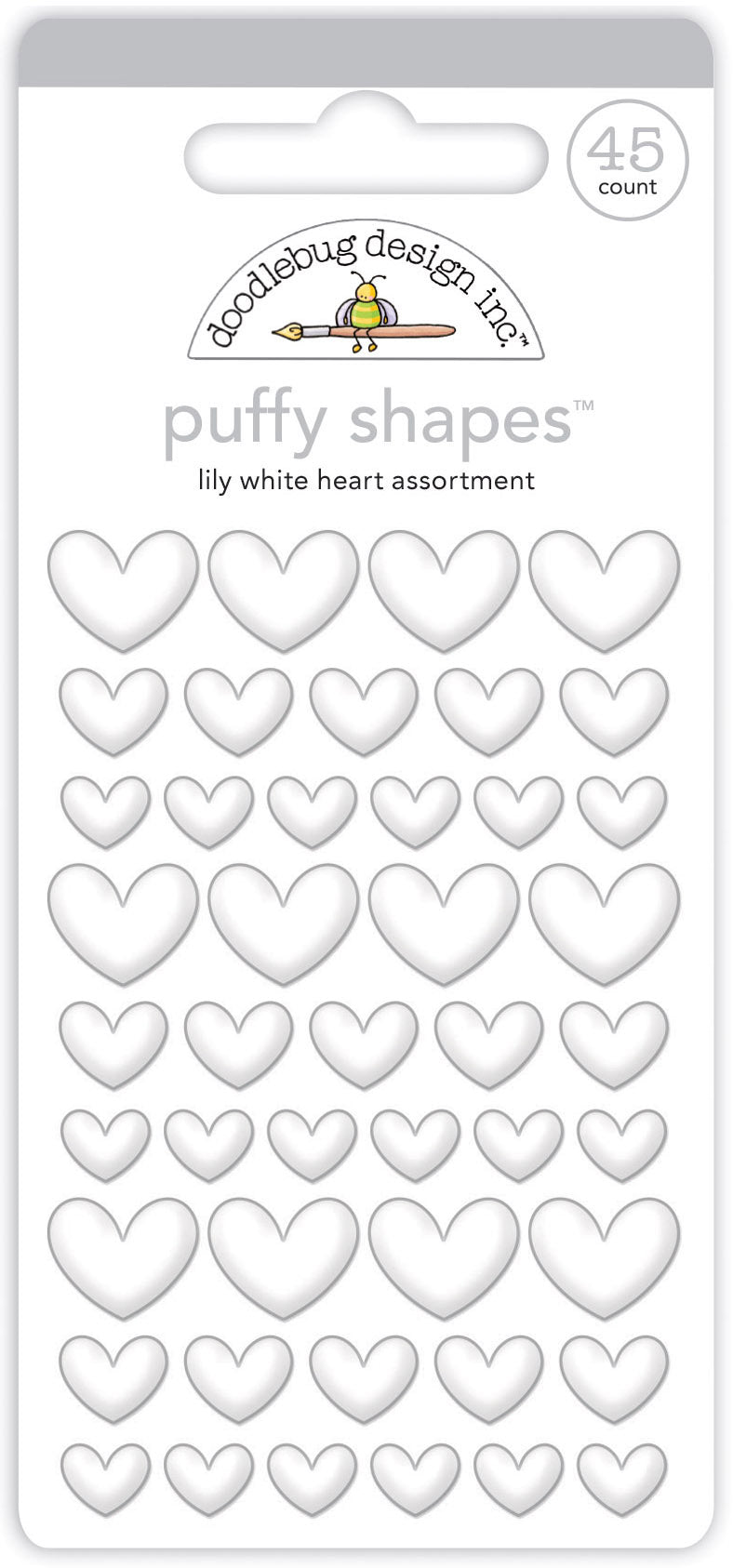 white lily stickers Doodlebug Puffy Stickers-Lily White Heart