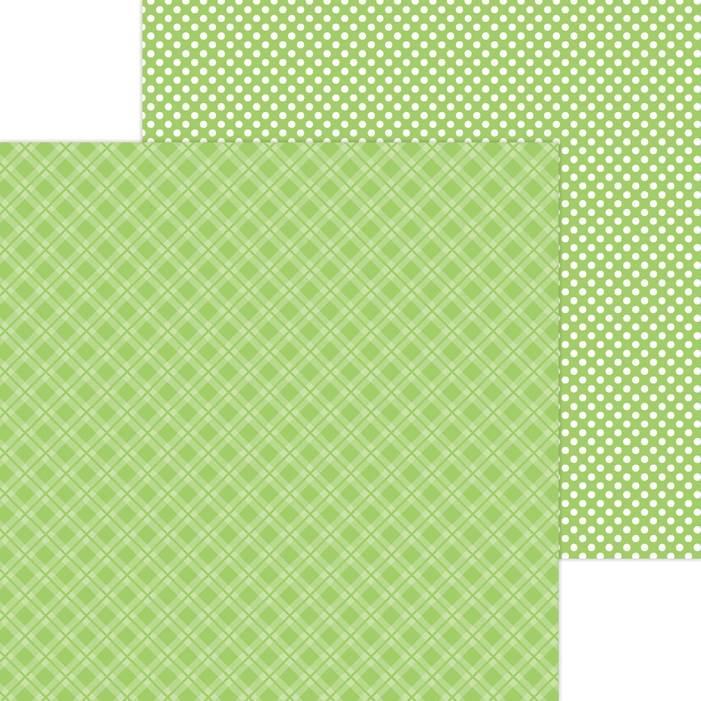 Doodlebug Petite Prints Limeade Dots and Plaids Scrapbook Paper