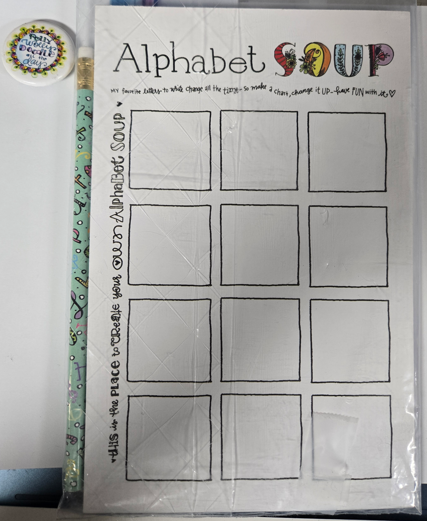 Alphabet Soup Doodle Pad, Pencil and Pin Set