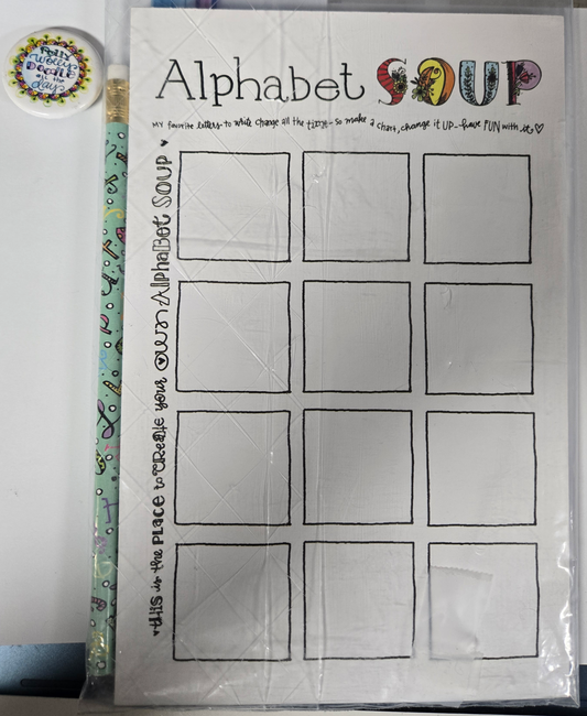 Alphabet Soup Doodle Pad, Pencil and Pin Set