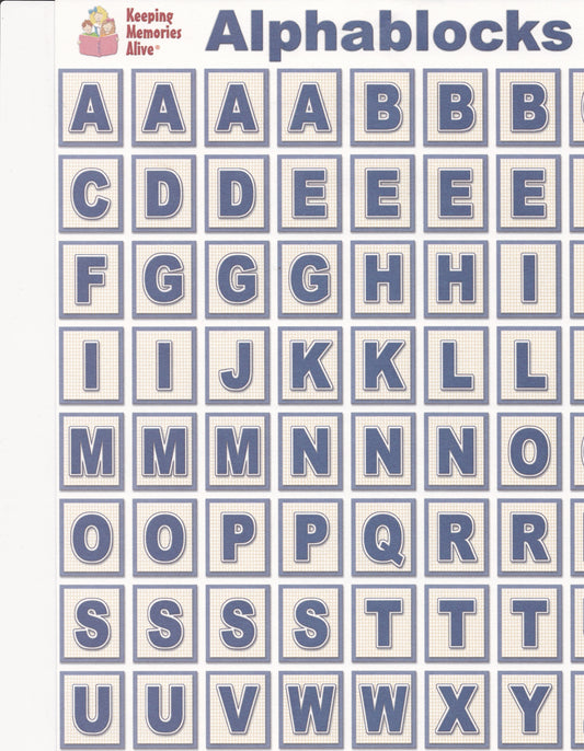 Blue alphablocks Cutapart Sheet