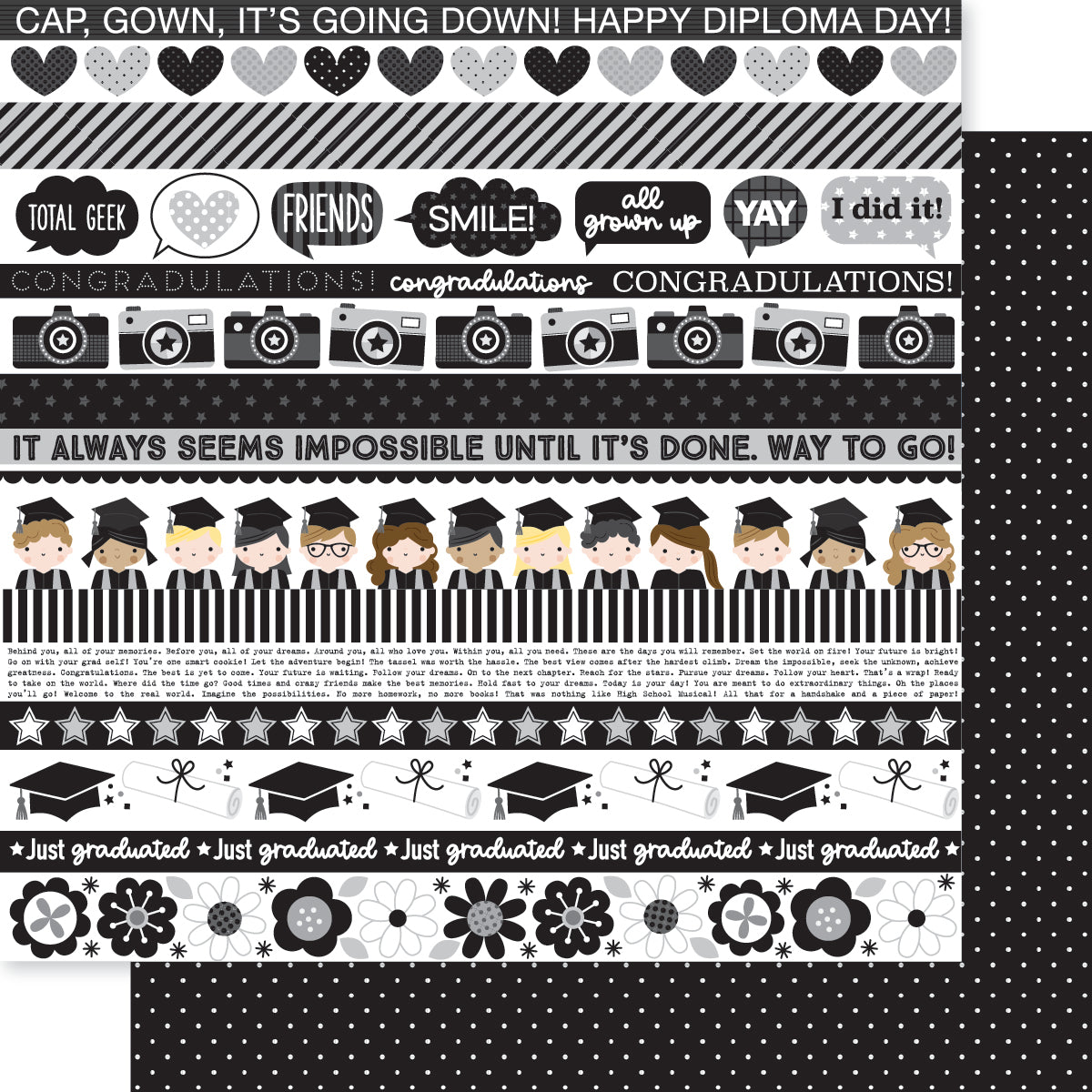 Cap and gown Graduation Borders Scrapbook Paper