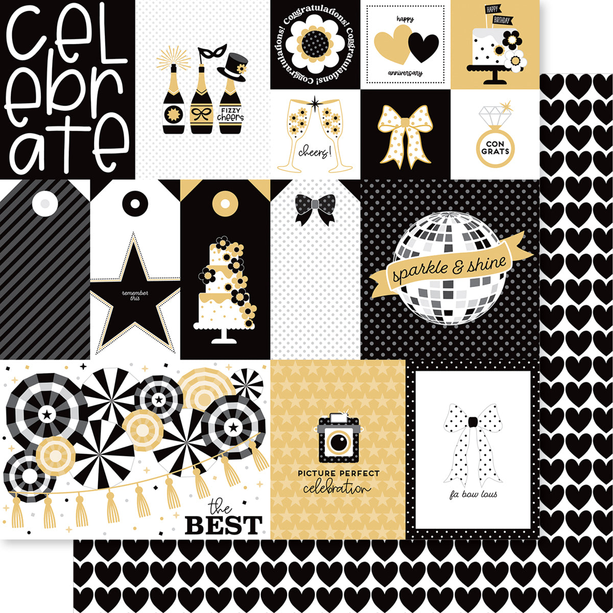 Bella Blvd Lets Celebrate Daily Details Scrapbook Paper