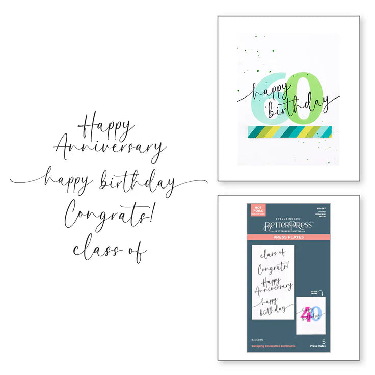Sweeping Celebration Sentiments Press Plates Set by Spellbinders