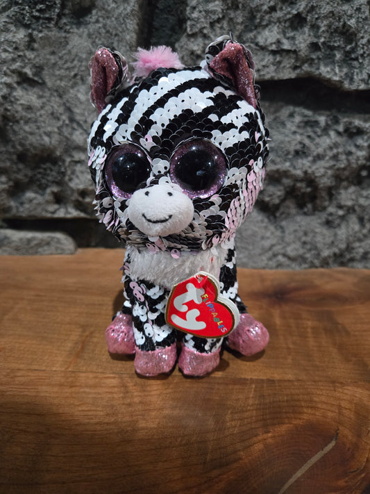 Zoey Zebra Flippables Beanie Boo Plush - 6 Inch