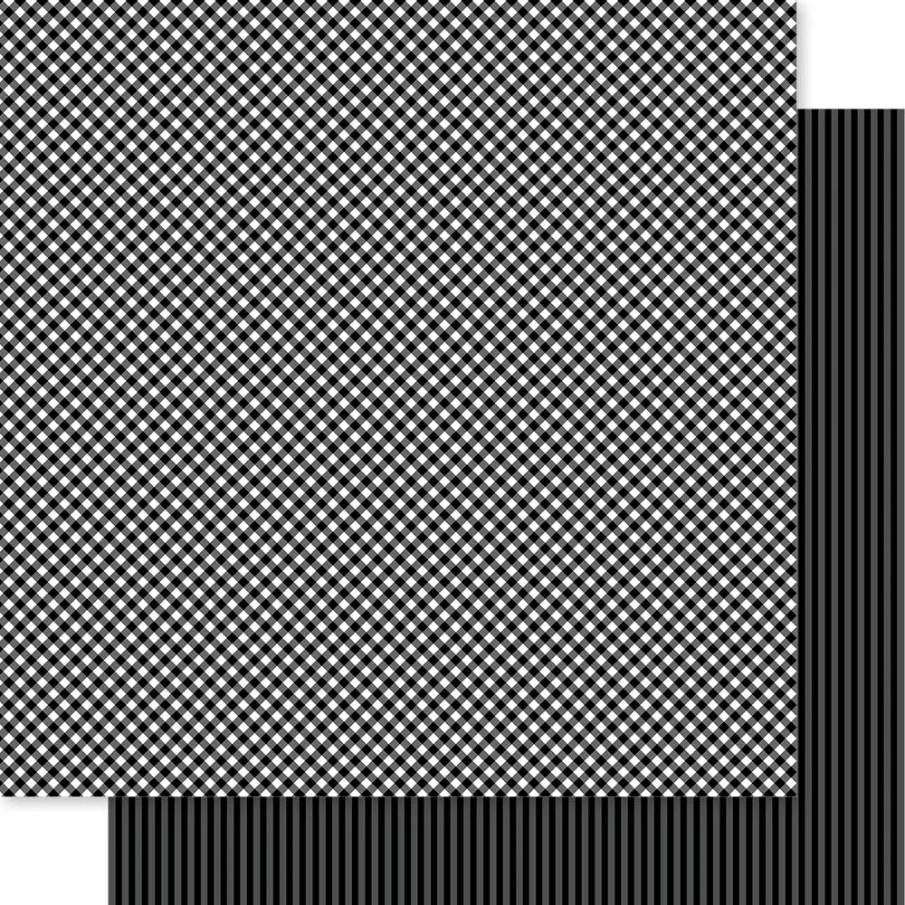 Bella Blvd Bella Besties Gingham Stripes Black Scrapbook Paper