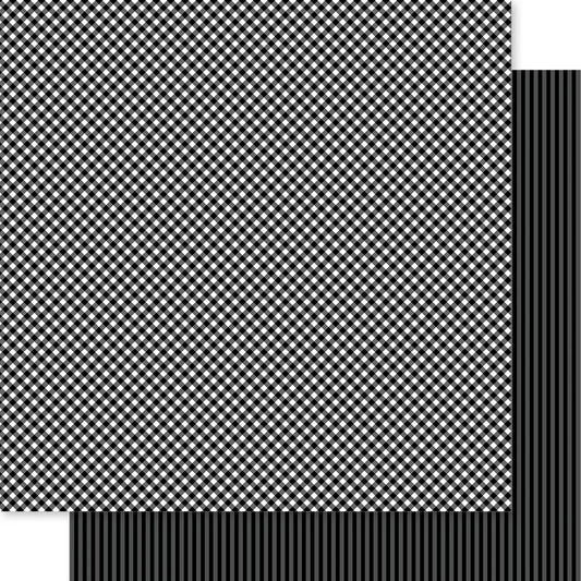 Bella Blvd Bella Besties Gingham Stripes Black Scrapbook Paper