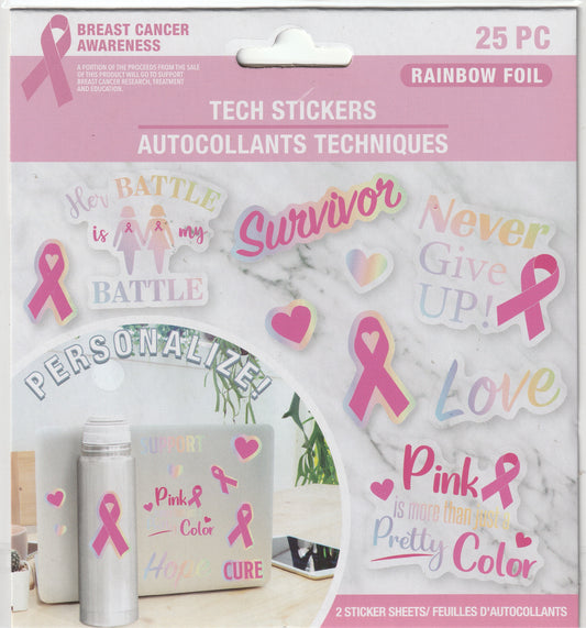 Foiled Breast Cancer Stickers