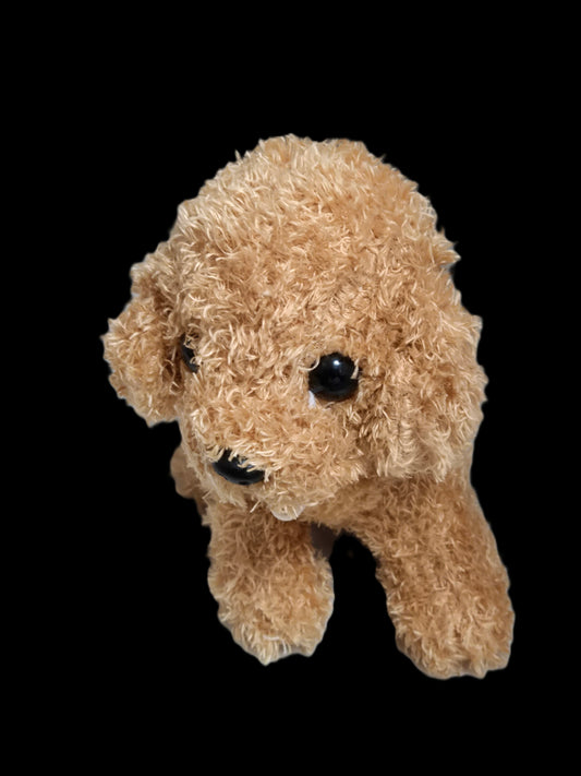 Brown Curly Fur Plush Dog