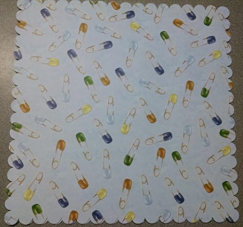 Scalloped Edged Baby Boy Safety Pins Scrapbook Paper