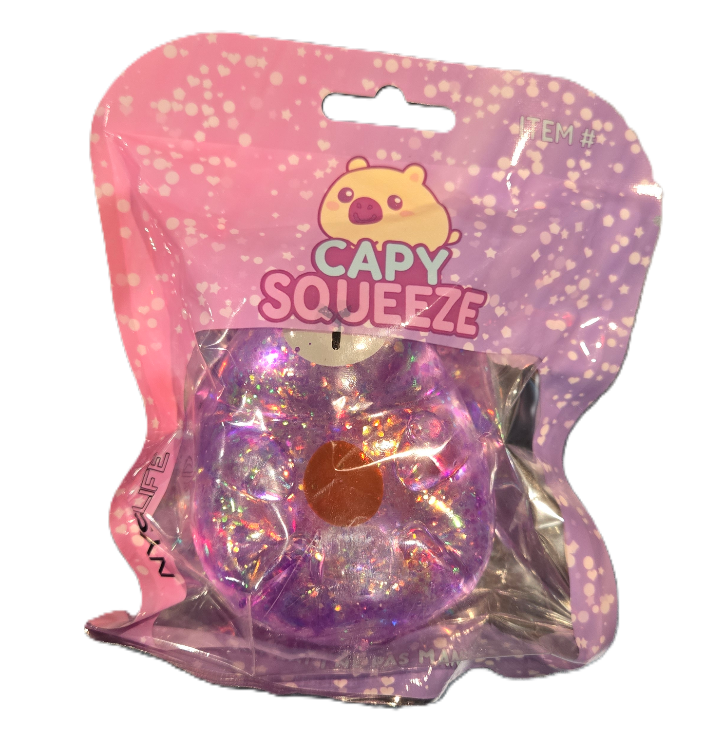 Purple Glitter Capybara Capy Squeeze Squishy Toy