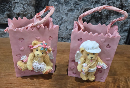 Cherished Teddies Valentine Resin Bag Figurines Set