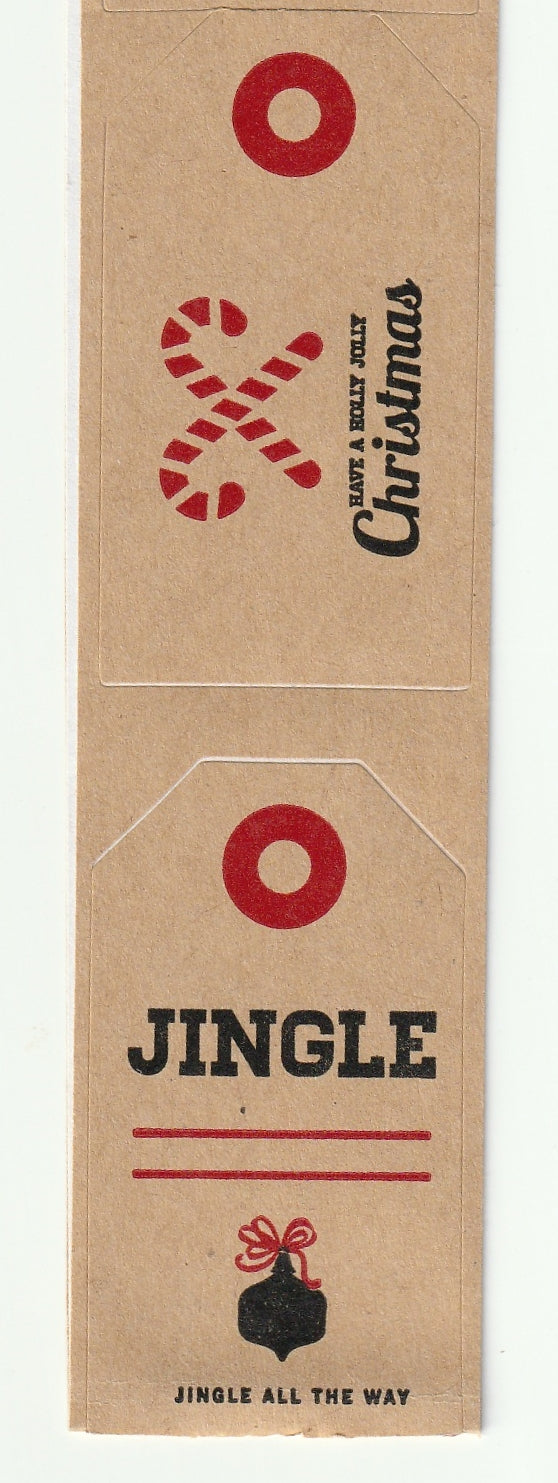 Kraft Christmas Tag Stickers - 12 Pieces