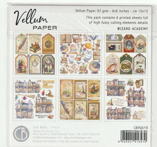 Wizard Academy Fussy Cut Vellum Pad 6"x6" 6 Sheets