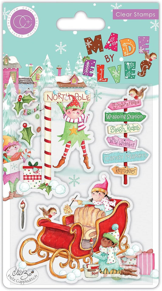 Craft Consortium Made by Elves Sleigh Stamp Set