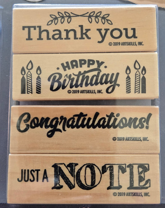 Sentiment Wood Rubber Stamp Set