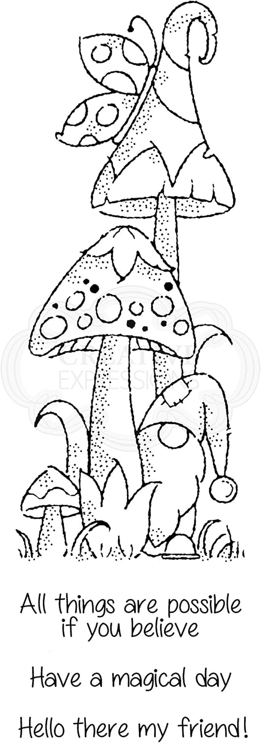 Creative Expressions Woodware Magic Mushrooms Stamp Set