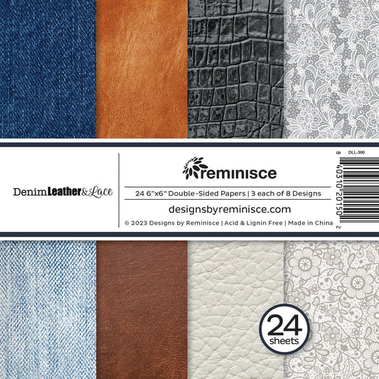Reminisce Denim Leather and Lace 6x6 Paper Pad