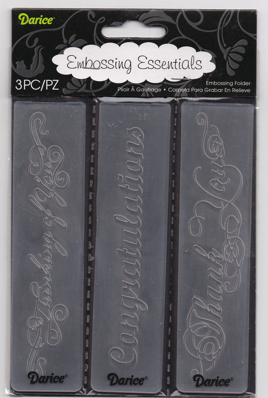 Darice Phrases Set of 3 Embossing Folders