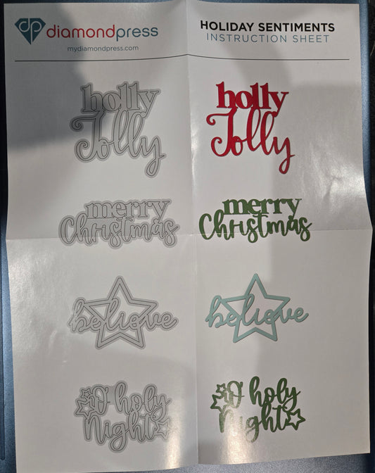 Diamond Press Holiday Sentiments Dies Metal Cutting Dies Set