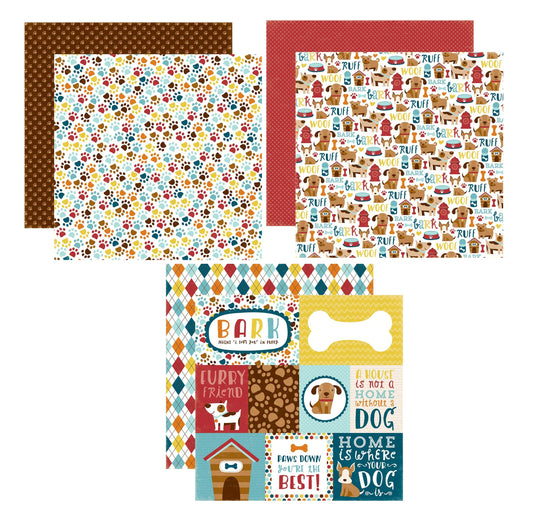 Dog Bark Scrapbook Paper Assortment Set