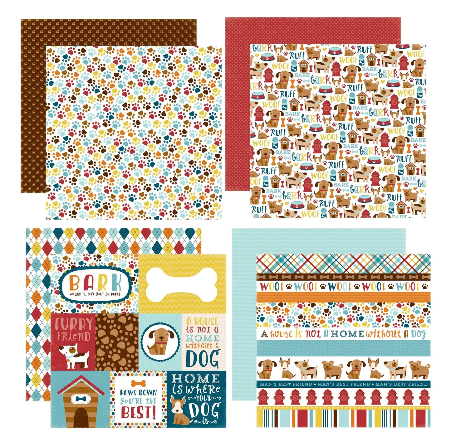 Dog Bark Scrapbook Paper Assortment Set