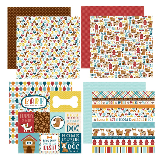 Dog Bark Scrapbook Paper Assortment Set