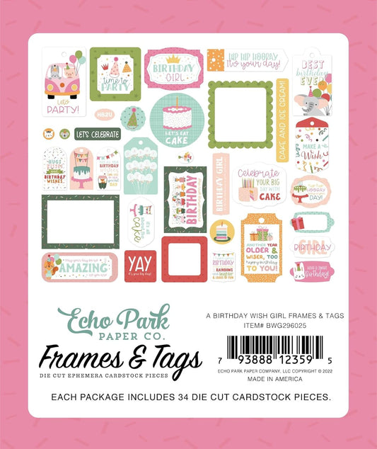 A Birthday Wish Girl Frames and Tags Die Cut Set
