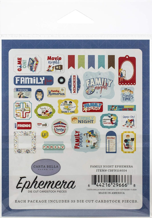 Echo Park Family Night Ephemera Die Cuts