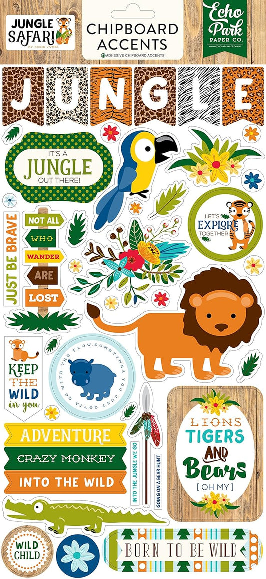 Echo Park Jungle Safari Chipboard Accent Stickers