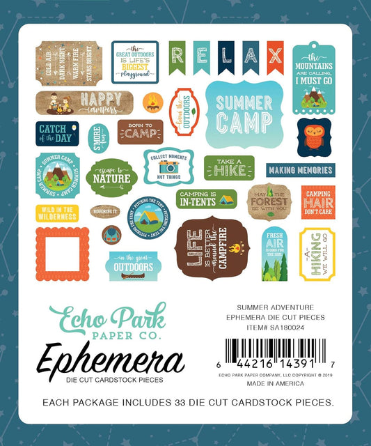 Summer Adventures Ephemera Die Cut Set