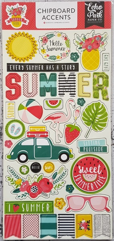 Echo Park Summer Fun Chipboard Accent Stickers