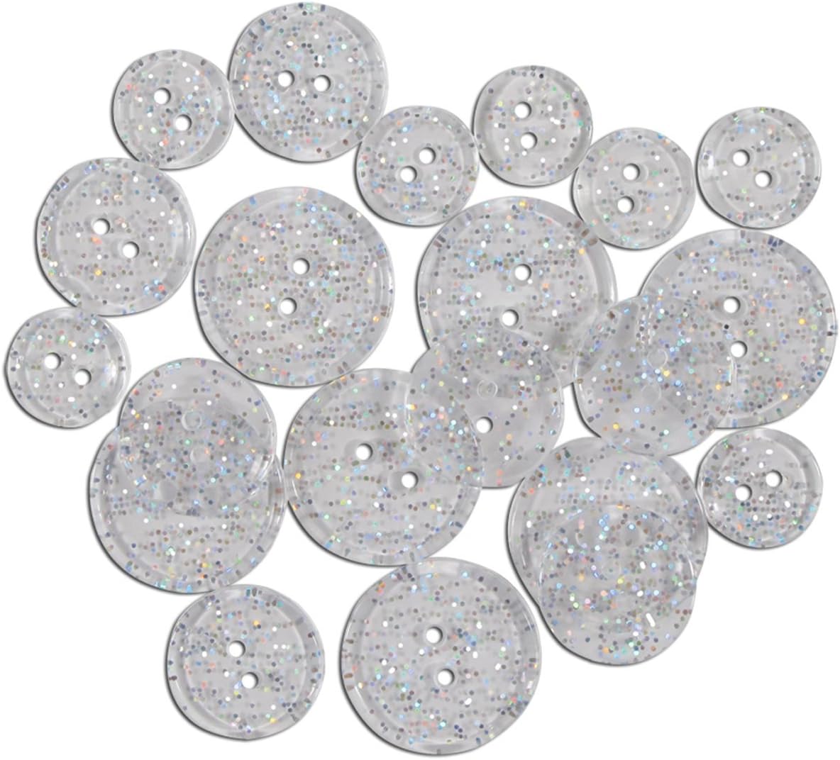 Favorite Findings Glitter Buttons - Clear Transparent 20/Pkg