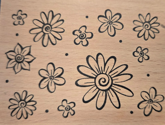 Flower Background Wood Rubber Stamp