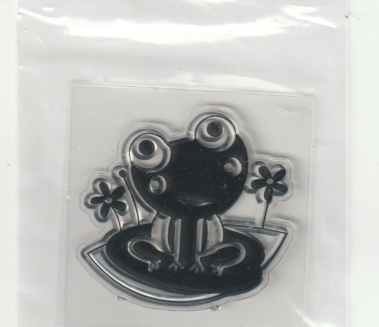 Cute Frog on Lily Pad Stamp