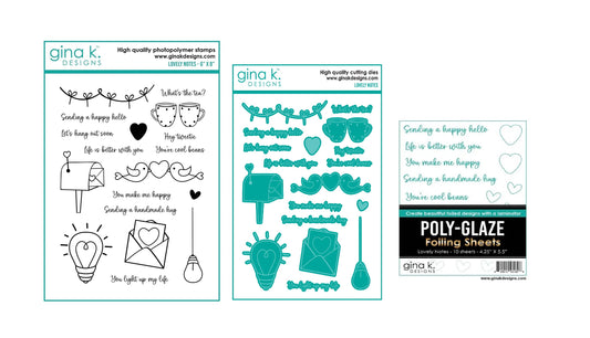 Gina K Designs Lovely Notes Stamps, Dies and Foiling Sheets Bundle