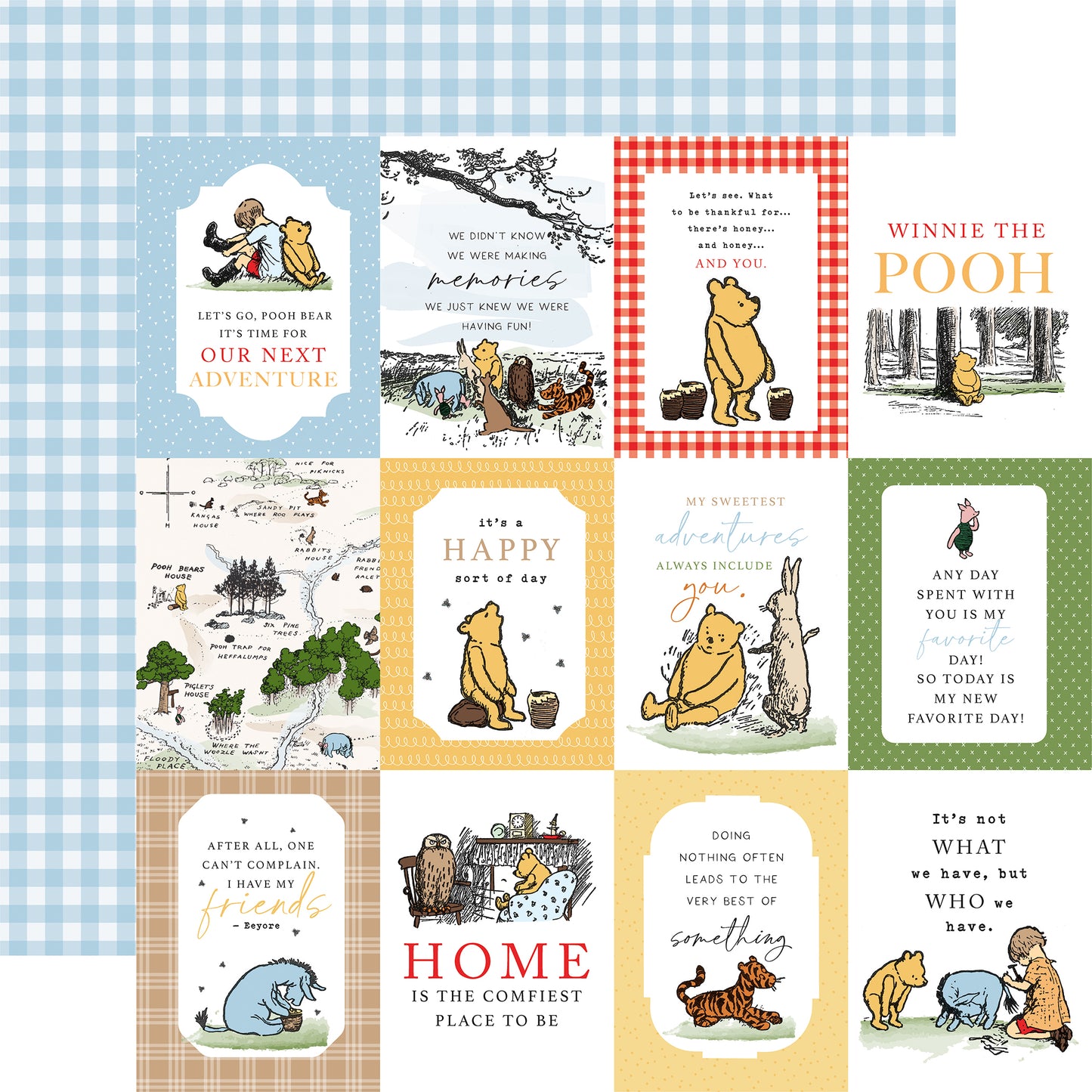 House at Pooh Corner 3x4 Journaling Cards Scrapbook paper
